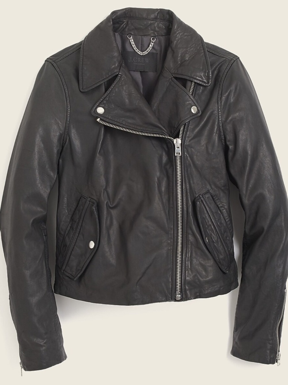 J. Crew washed leather motorcycle jacket, XXS